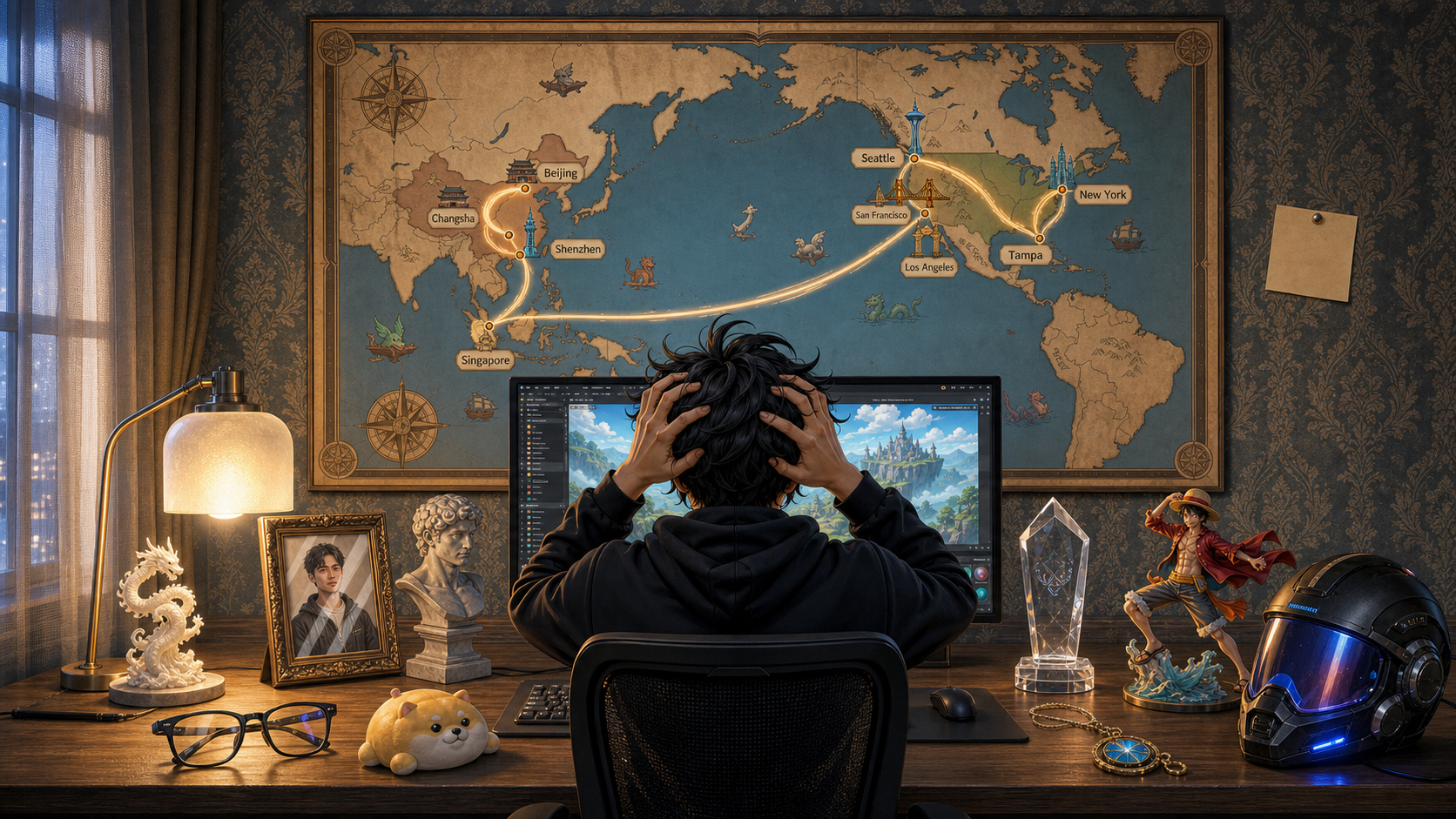 A computer graphics researcher's study room